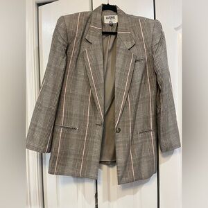 Kasper Women's Checkered Blazer in Pink and Gray
